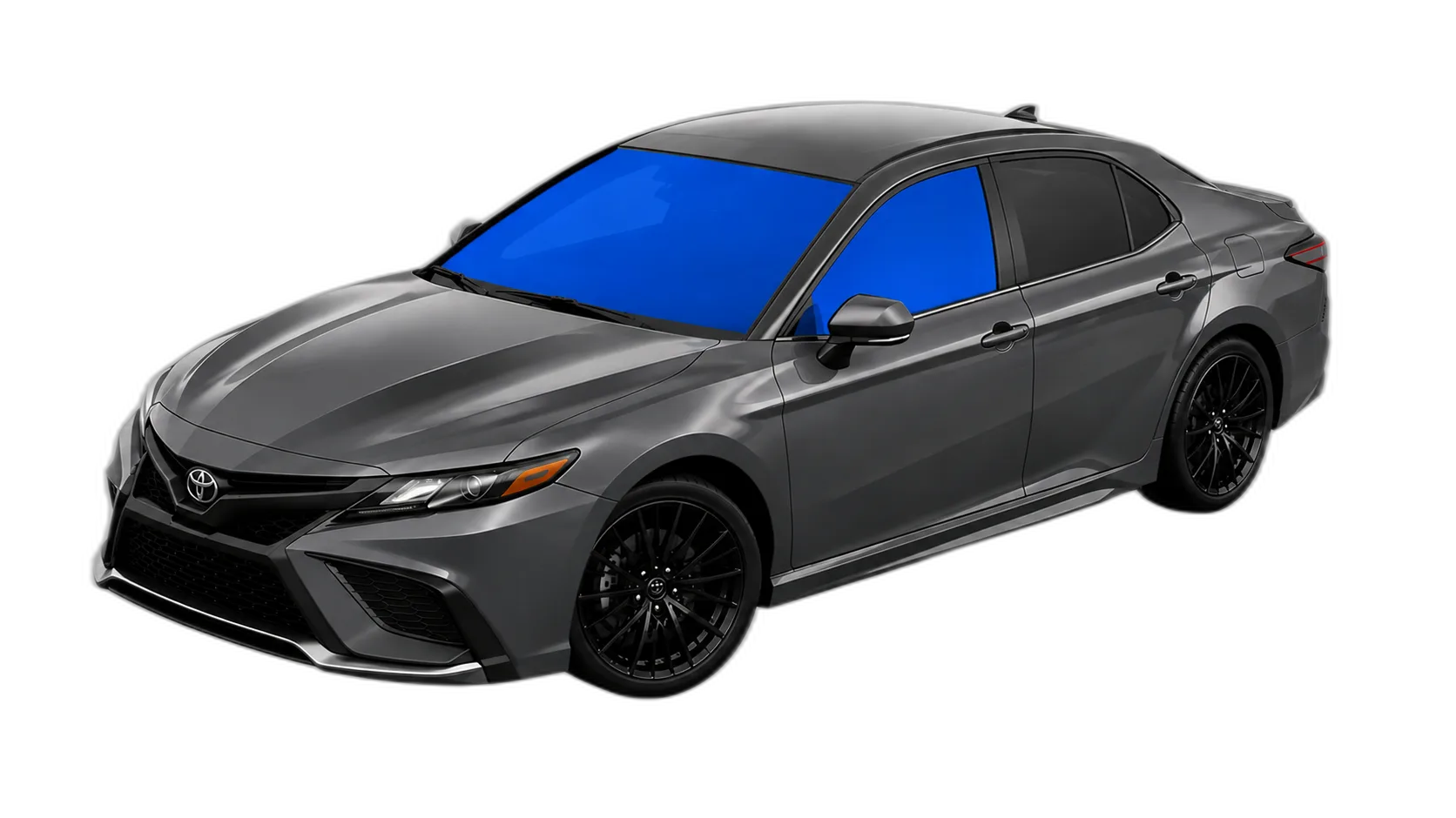 Toyota Camry with tint on the windshield and two front windows